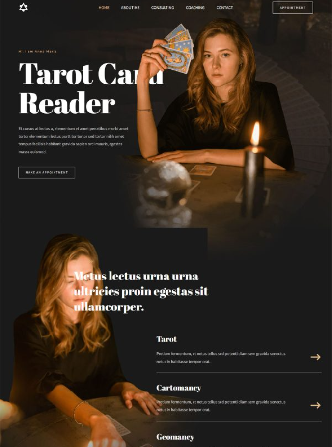 Tarot Reader Tarot Card Reader Web Design